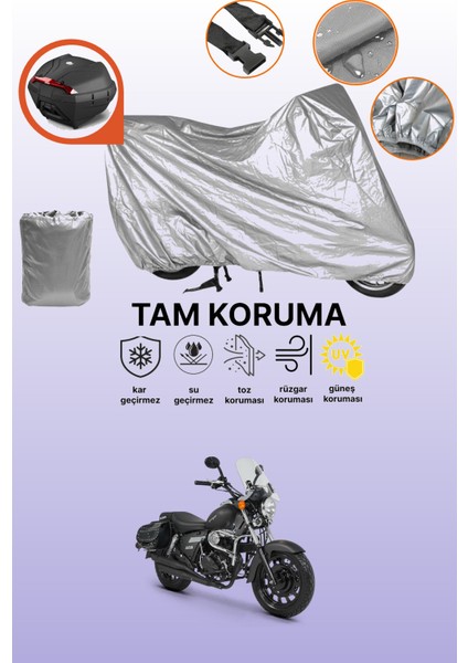 Gri Arka Çanta Uyumlu Kuba Superlight 125 Uyumlu Motor Brandası, Koruyucu Örtü