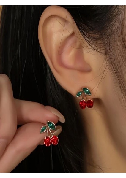 18K Altın Kaplama Kiraz Küpe