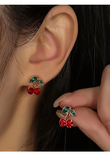 18K Altın Kaplama Kiraz Küpe modelleri