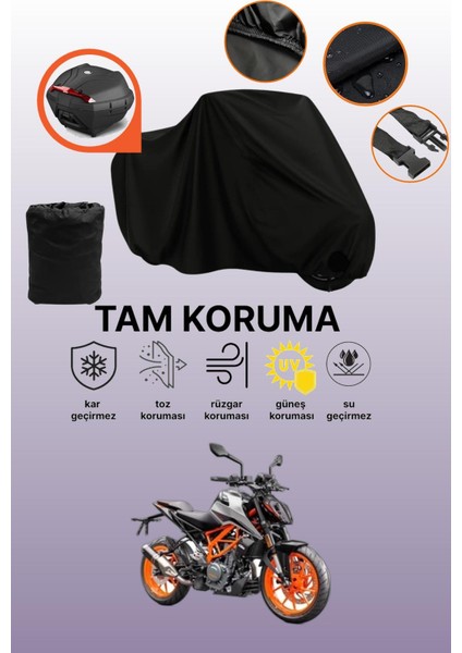 Siyah Arka Çanta Uyumlu Ktm 390 Duke Uyumlu Motosiklet Brandası, Koruyucu Örtü