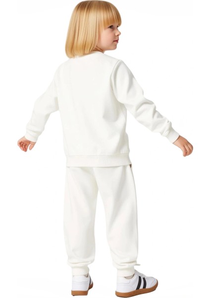 Kız Çocuk Sevimli Ayıcık Baskılı Pamuklu Ince Eşofman Takımı Kaliteli Şık Rahat