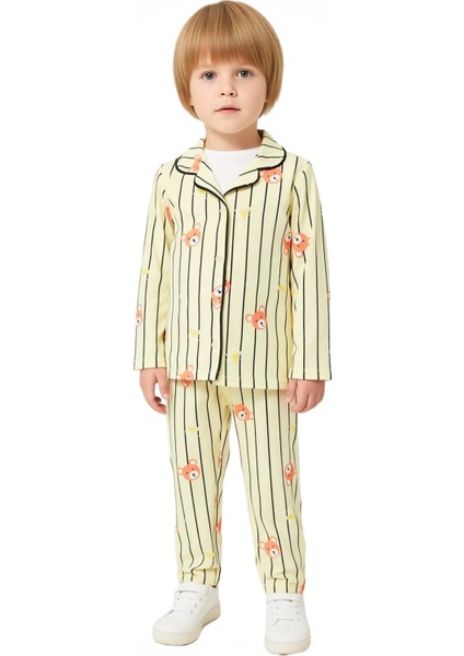 Çizgili Ayıcık Desenli Yumuşak Dokulu Erkek Çocuk Pijama Takımı Kaliteli Şık Rahat fırsatları