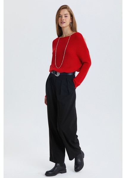 Çizgili Balon Form Kumaş Pantolon Siyah modelleri