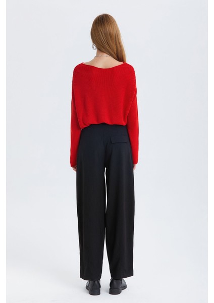 Çizgili Balon Form Kumaş Pantolon Siyah indirimleri