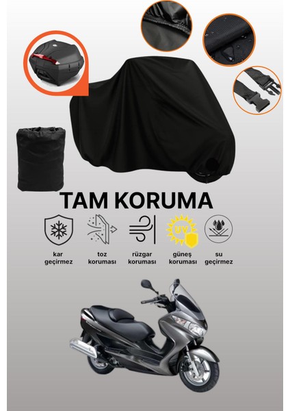 Siyah Arka Çanta Uyumlu Suzuki Burgman Uh 200 Uyumlu Motosiklet Brandası, Koruyucu Örtü