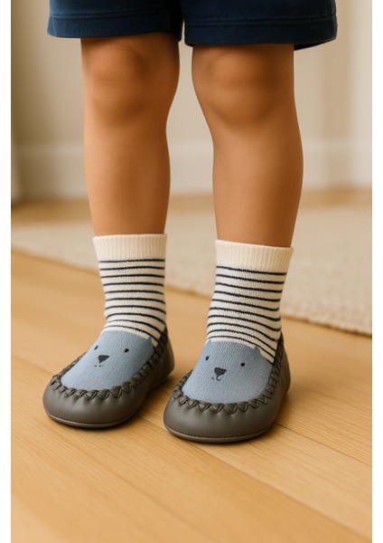 Çocuk Makosen Soket Çorap Patik Panduf – Kaydırmaz Ev & Anaokulu Ayakkabısı Gri fiyatları