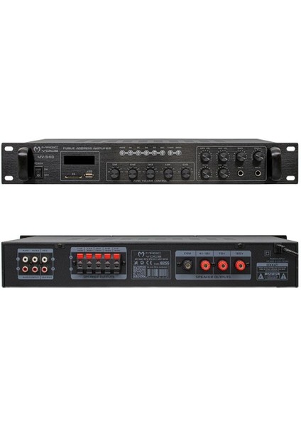 MV-540 100 Watt Usb-Sd-Bluetooth 2 Mikrofon Girişli 5 Bölgeli Hat Trafolu Anfi indirimleri