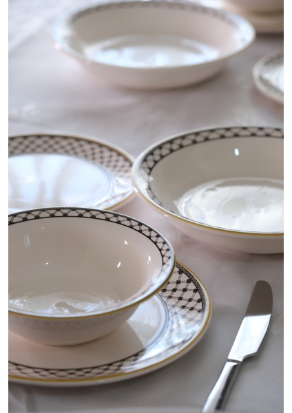 Bavyera 24 Parça Seramik Yemek Takımı | 6 Kişilik | Şık Desenli | Günlük ve Özel Kullanım