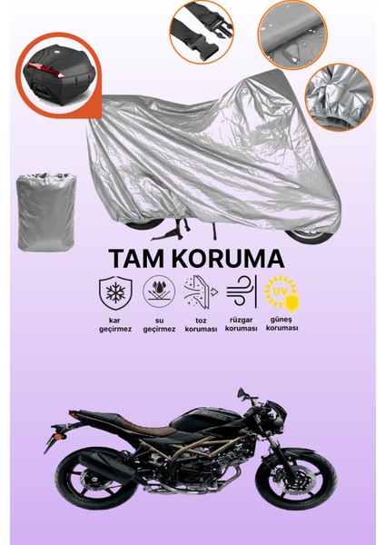 Gri Arka Çanta Uyumlu Suzuki SV650X Uyumlu Motor Brandası, Koruyucu Örtü