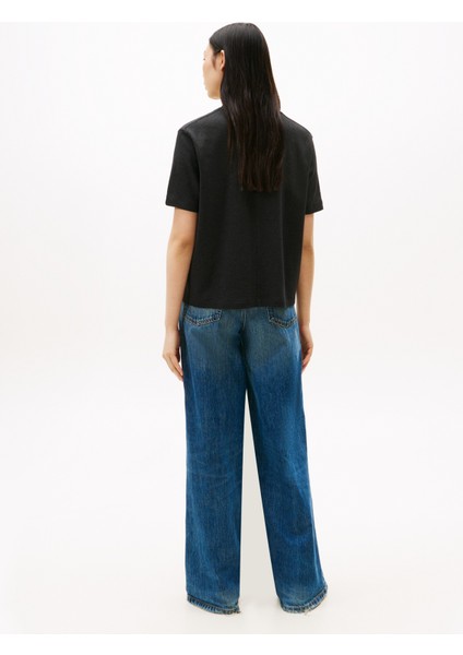 Yuvarlak Yaka Düz Gri Kadın T-Shirt WW0WW47458P4E fırsatları