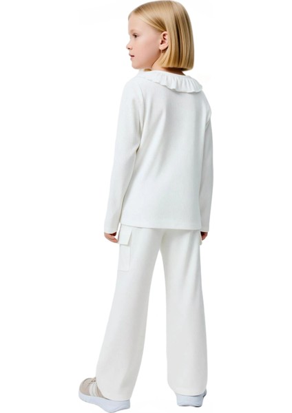 Çocuklar Için Esnek Bisiklet Yaka Üst ve Cep Detaylı Pantolon Ikili Takım Kaliteli Şık Rahat indirimleri