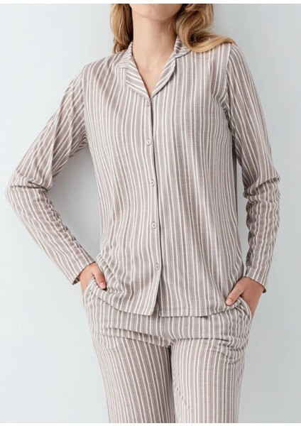 Kadın Giyim %100 Pamuklu Gömlek Pijama Takımı L1.AR.342.6.001 fırsatları