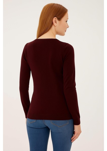 Esnek U Yaka Kazak Bordo modelleri