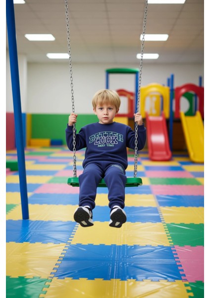 Erkek Çocuk Örme Slogan Baskılı Oversize Takım Rahatlık ve Tarz Bir Arada Kaliteli Şık Rahat