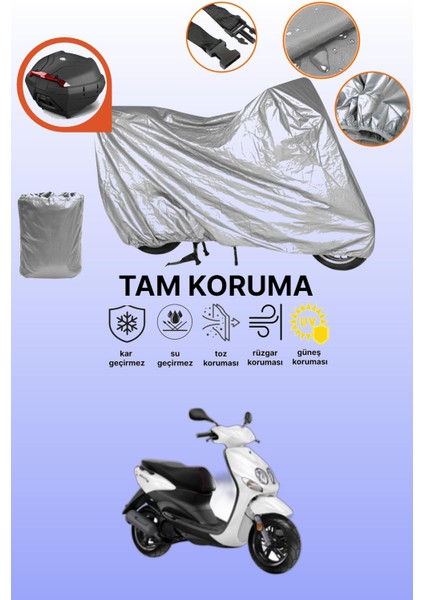 Gri Arka Çanta Uyumlu Yamaha Neos Uyumlu Motor Brandası, Koruyucu Örtü