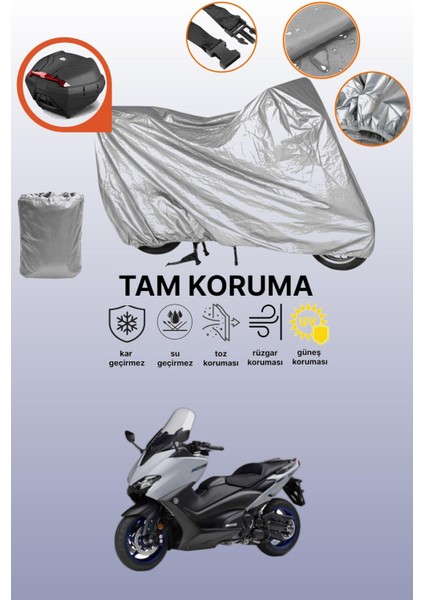 Gri Arka Çanta Uyumlu Yamaha Tmax 560 Uyumlu Motor Brandası, Koruyucu Örtü