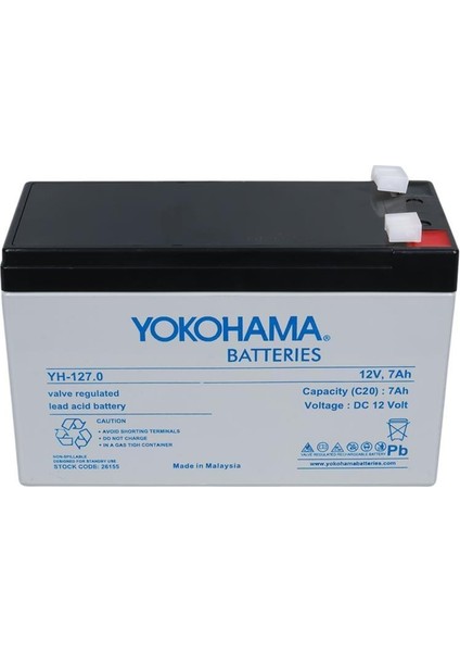 YH-127.0 12 Volt 7 Amper Akü (150x65x90 mm)