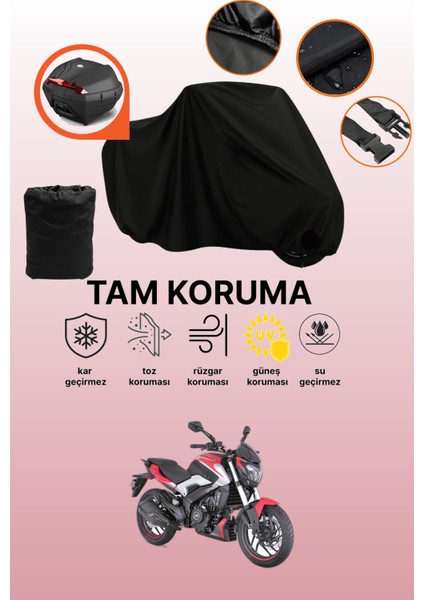 Siyah Arka Çanta Uyumlu Bajaj Dominar 250 D Uyumlu Motosiklet Brandası, Koruyucu Örtü