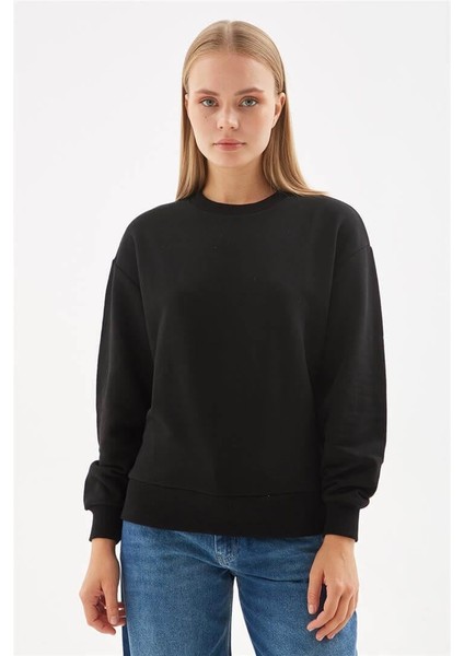 Bisiklet Yaka Sweat Siyah