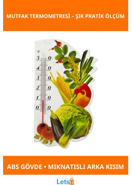 Mıknatıslı Şık ve Fonksiyonel Mutfak Termometresi