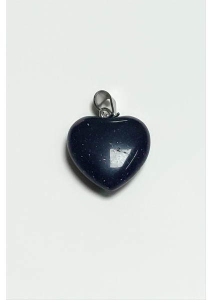 Lacivert Yıldız Kalpli Doğaltaş Kolye Ucu Küçük 1,5 cm