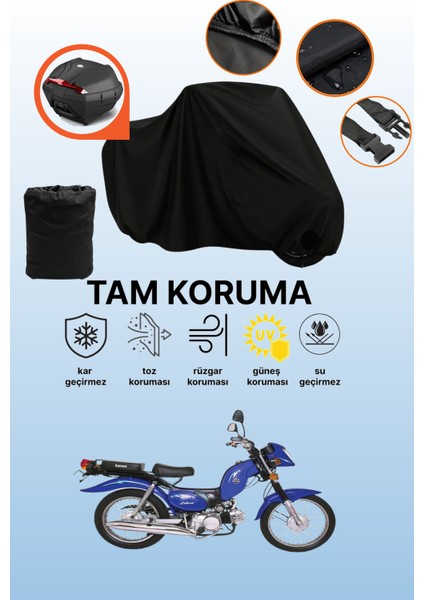 Siyah Arka Çanta Uyumlu Kawasaki El 125 Uyumlu Motosiklet Brandası, Koruyucu Örtü