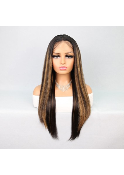 Kahverengi Karamel Işıltılı Fiber Sentetik Düz Tül Peruk fiyatları