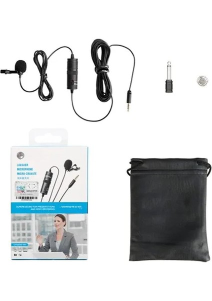 HK-401 Profesyonel Youtuber Kamera Telefon Yaka Mikrofonu (6 Metre Kablolu)