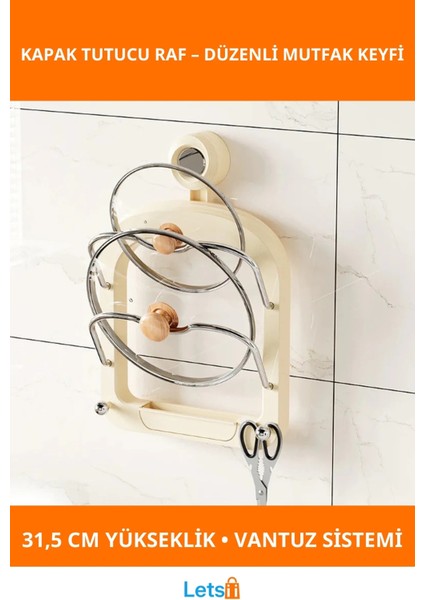 Pratik Mutfak Tava Tencere Kapak Tutucu Organizer Raf