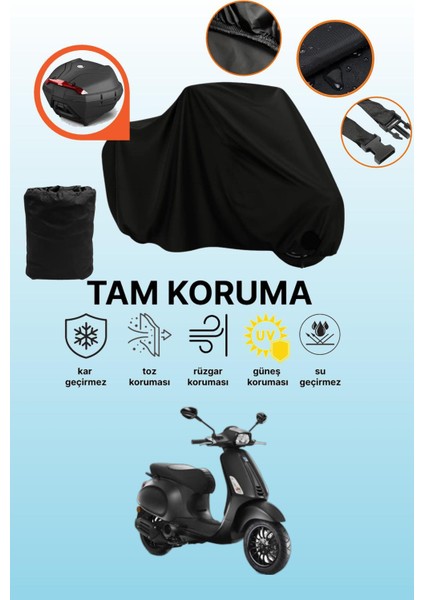 Siyah Arka Çanta Uyumlu Vespa Sprint S 150 Uyumlu Motosiklet Brandası, Koruyucu Örtü