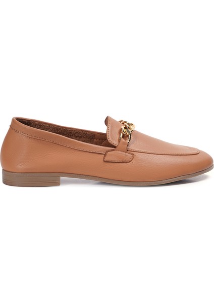 Taba Loafer Hakiki Deri Kadın Ayakkabı