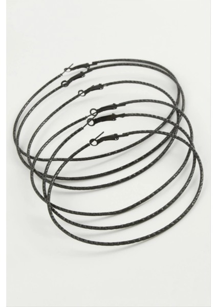 Zikzak Desenli Metal Halka Küpe 6 Adet