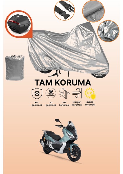 Gri Arka Çanta Uyumlu Rks Freccia 150 Uyumlu Motor Brandası, Koruyucu Örtü