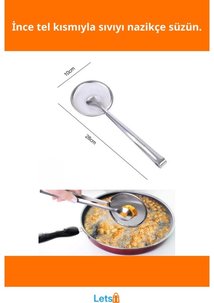 Paslanmaz Çelik Süzgeçli Kevgirli Haşlama Kızartma Maşası 28 cm fiyatları