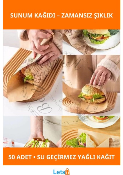 Vintage Gazete Desenli Su Geçirmez Dayanıklı Sunum Kağıdı 50 Adet