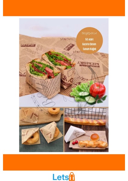 Vintage Gazete Desenli Su Geçirmez Dayanıklı Sunum Kağıdı 50 Adet modelleri