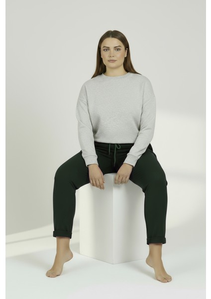 Duble Paça Büyük Beden Eşofman Altı Haki 2020 fırsatları