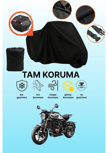 Siyah Arka Çanta Uyumlu Husqvarna Vitpilen 401 Uyumlu Motosiklet Brandası, Koruyucu Örtü