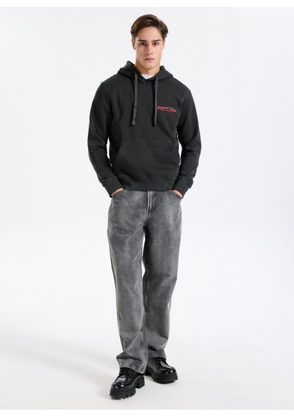 Kapüşon Yaka Siyah Erkek Sweatshırt 12284013_JORINWOOD Wash Sweat Hood fiyatları