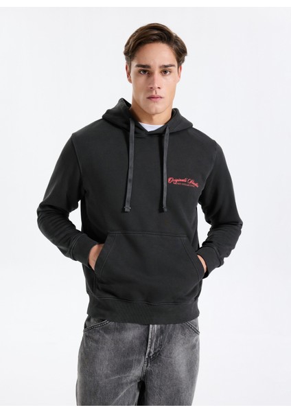 Kapüşon Yaka Siyah Erkek Sweatshırt 12284013_JORINWOOD Wash Sweat Hood modelleri