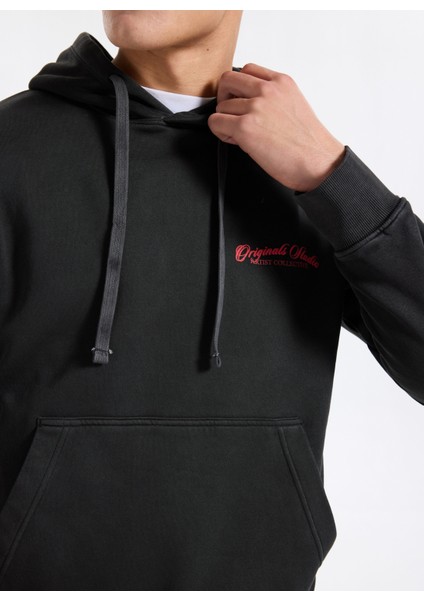 Kapüşon Yaka Siyah Erkek Sweatshırt 12284013_JORINWOOD Wash Sweat Hood fırsatları
