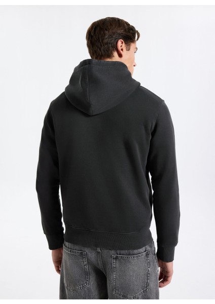 Kapüşon Yaka Siyah Erkek Sweatshırt 12284013_JORINWOOD Wash Sweat Hood indirimleri