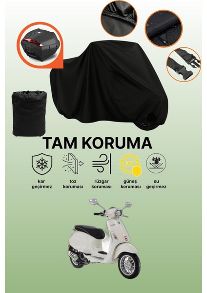 Siyah Arka Çanta Uyumlu Vespa Sprint S 50 Uyumlu Motosiklet Brandası, Koruyucu Örtü