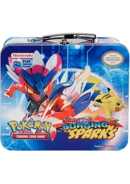 Scarlet &amp; Violet Surging Sparks Trading Card Metal Kutu - Mavi Kutu modelleri