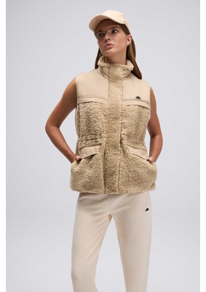 Logolu Regular Fit Dik Yaka Polar Yelek Bayan Yelek EF545