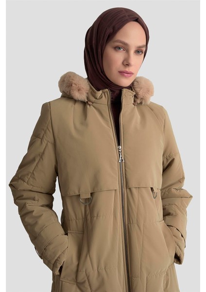 Kapüşonlu Kapitone 25KD2402 Bej fiyatları