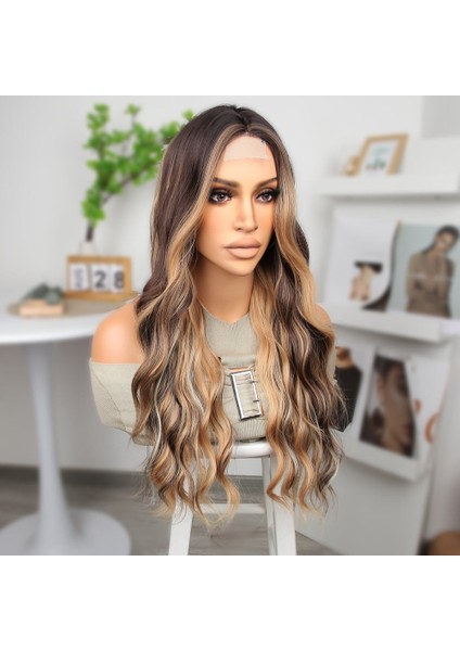 Kahverengi Platin ve Balköpüğü Işıltılı Dalgalı Tül Peruk modelleri
