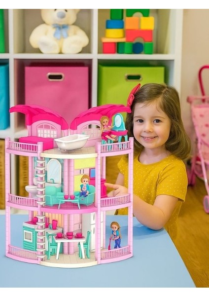 Bella Dream House-Sihirli Prenses Evi +3 Yaş 3 Katlı Model Bebek Evi Seti