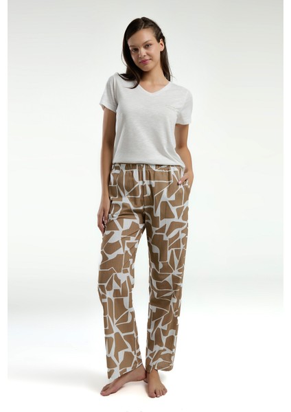 Kadın Süprem Kumaş Kısa Kollu V Yaka Ikili Takım