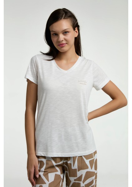 Kadın Süprem Kumaş Kısa Kollu V Yaka Ikili Takım modelleri